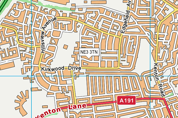NE3 3TN map - OS VectorMap District (Ordnance Survey)