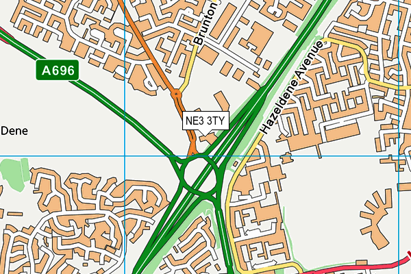 NE3 3TY map - OS VectorMap District (Ordnance Survey)