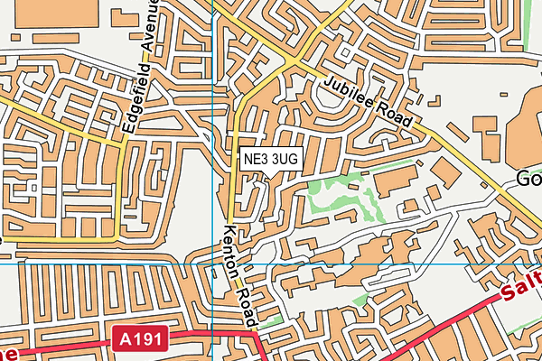 NE3 3UG map - OS VectorMap District (Ordnance Survey)