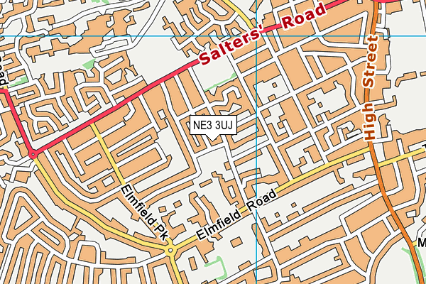 NE3 3UJ map - OS VectorMap District (Ordnance Survey)