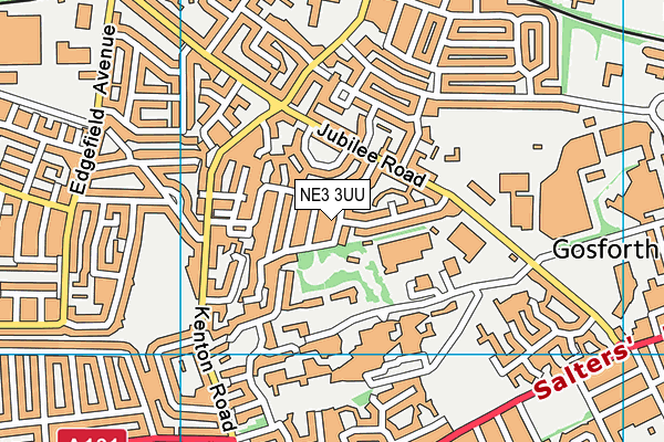 NE3 3UU map - OS VectorMap District (Ordnance Survey)
