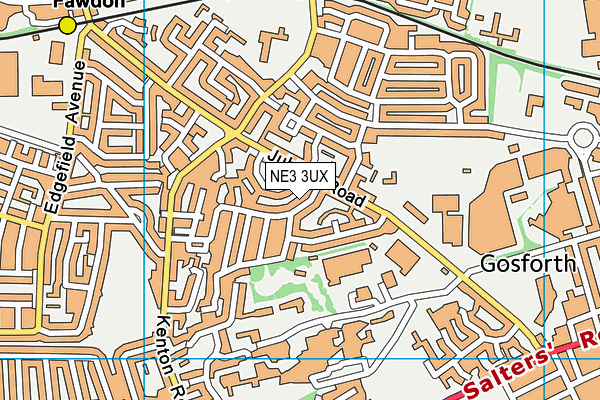 NE3 3UX map - OS VectorMap District (Ordnance Survey)