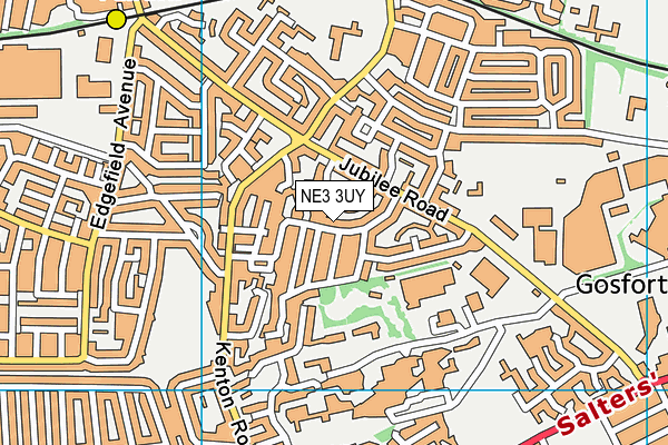 NE3 3UY map - OS VectorMap District (Ordnance Survey)