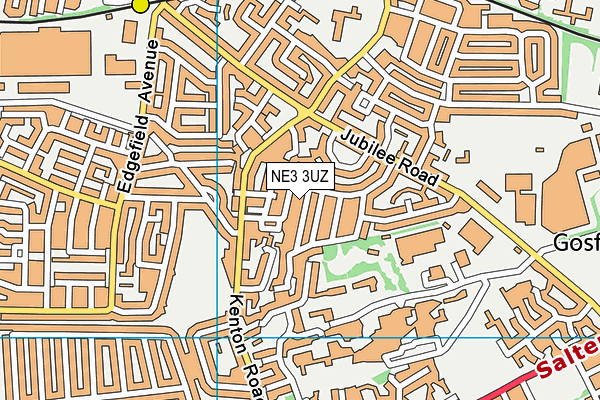 NE3 3UZ map - OS VectorMap District (Ordnance Survey)