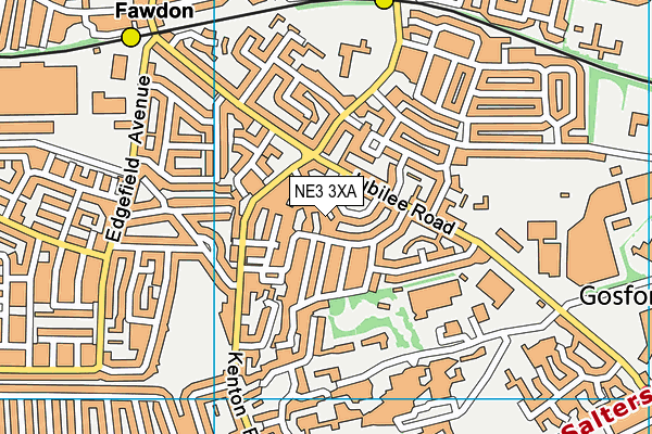 NE3 3XA map - OS VectorMap District (Ordnance Survey)