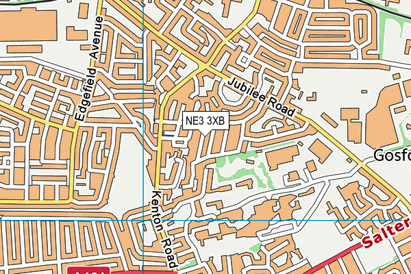 NE3 3XB map - OS VectorMap District (Ordnance Survey)