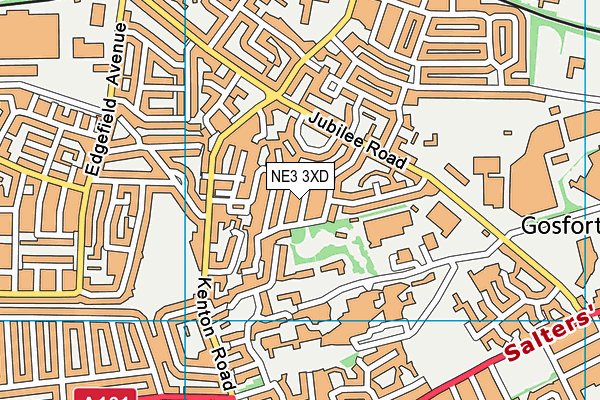 NE3 3XD map - OS VectorMap District (Ordnance Survey)