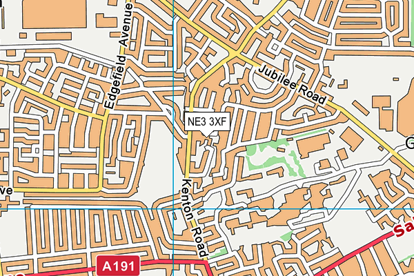 NE3 3XF map - OS VectorMap District (Ordnance Survey)