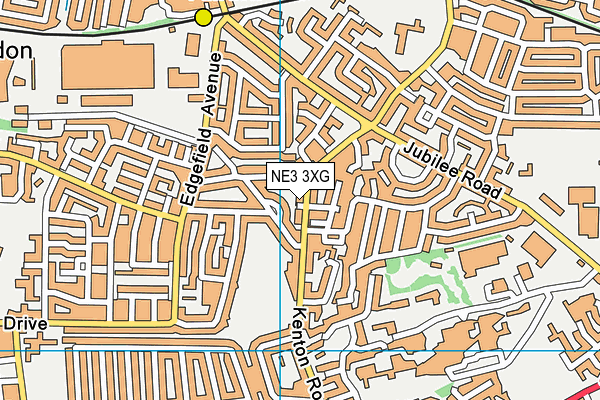 NE3 3XG map - OS VectorMap District (Ordnance Survey)