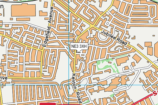NE3 3XH map - OS VectorMap District (Ordnance Survey)
