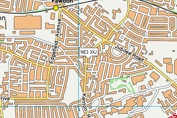 NE3 3XJ map - OS VectorMap District (Ordnance Survey)