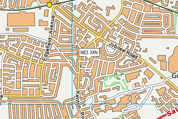 NE3 3XN map - OS VectorMap District (Ordnance Survey)