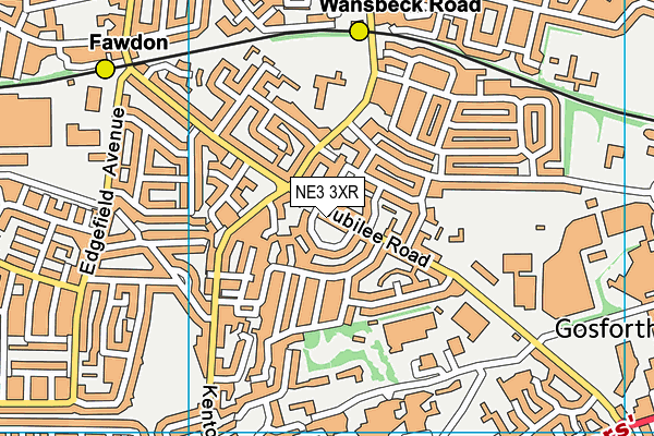 NE3 3XR map - OS VectorMap District (Ordnance Survey)