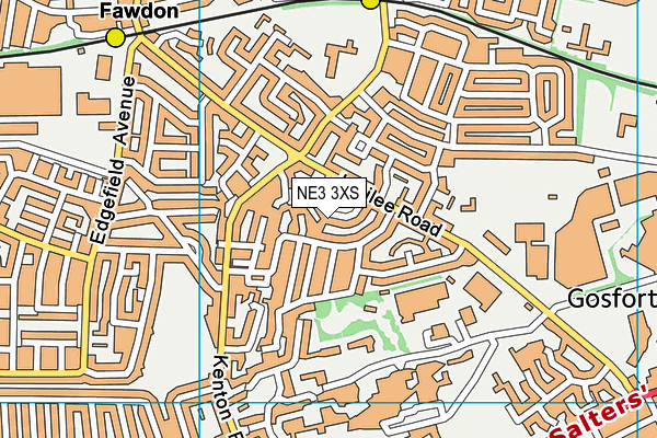 NE3 3XS map - OS VectorMap District (Ordnance Survey)