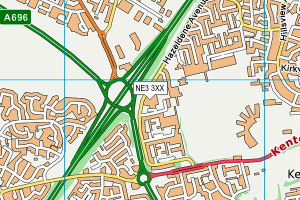NE3 3XX map - OS VectorMap District (Ordnance Survey)