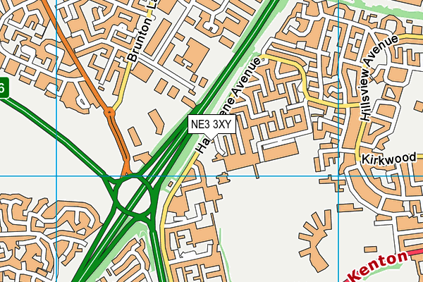 NE3 3XY map - OS VectorMap District (Ordnance Survey)