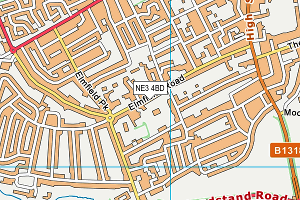 NE3 4BD map - OS VectorMap District (Ordnance Survey)