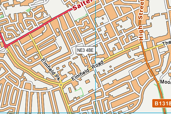 NE3 4BE map - OS VectorMap District (Ordnance Survey)