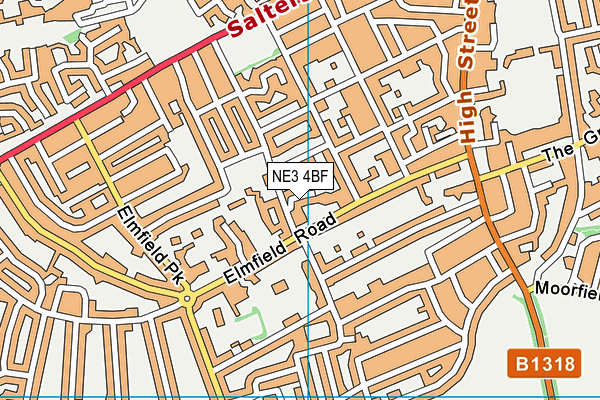 NE3 4BF map - OS VectorMap District (Ordnance Survey)
