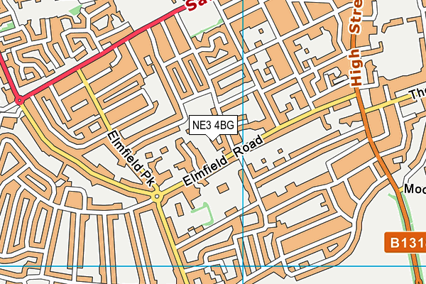 NE3 4BG map - OS VectorMap District (Ordnance Survey)