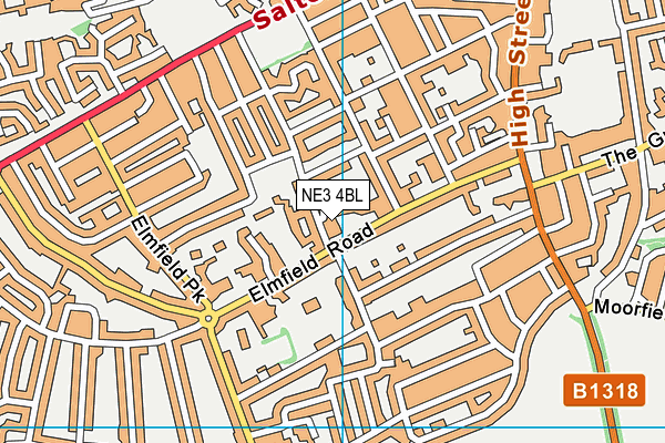 NE3 4BL map - OS VectorMap District (Ordnance Survey)