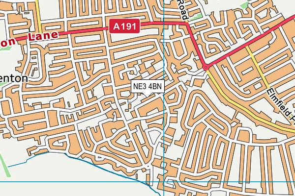 NE3 4BN map - OS VectorMap District (Ordnance Survey)