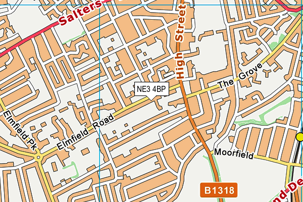 NE3 4BP map - OS VectorMap District (Ordnance Survey)