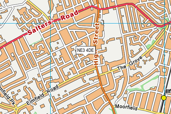 NE3 4DE map - OS VectorMap District (Ordnance Survey)