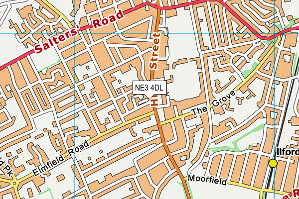 NE3 4DL map - OS VectorMap District (Ordnance Survey)