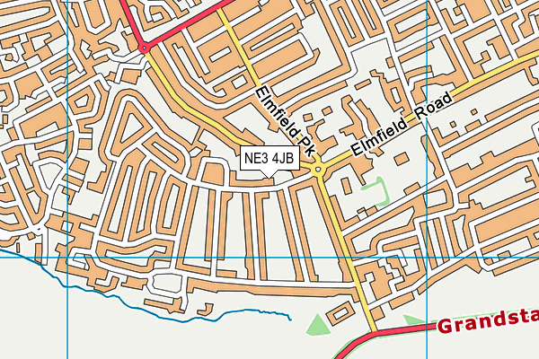 NE3 4JB map - OS VectorMap District (Ordnance Survey)