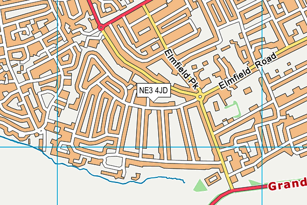 NE3 4JD map - OS VectorMap District (Ordnance Survey)