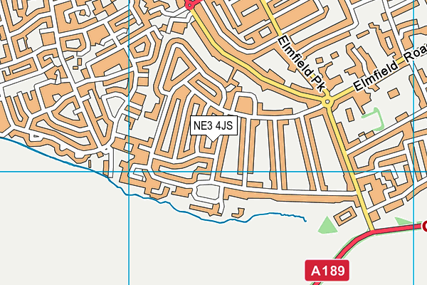 NE3 4JS map - OS VectorMap District (Ordnance Survey)
