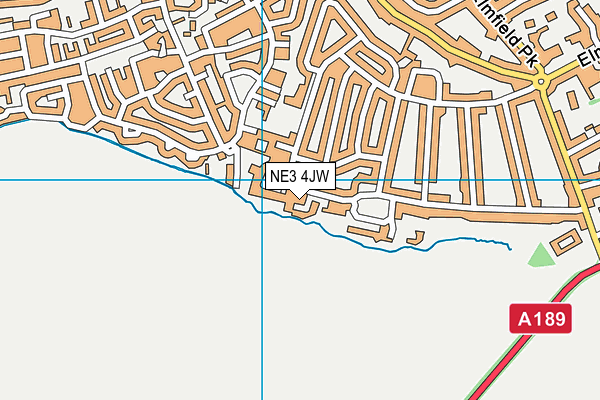 NE3 4JW map - OS VectorMap District (Ordnance Survey)