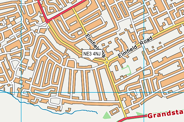 NE3 4NJ map - OS VectorMap District (Ordnance Survey)