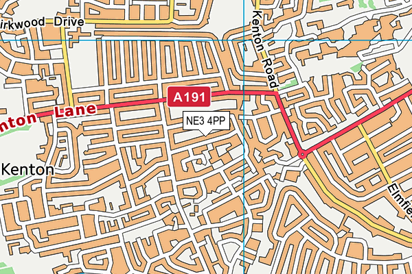 NE3 4PP map - OS VectorMap District (Ordnance Survey)