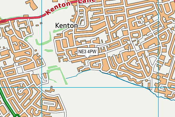 NE3 4PW map - OS VectorMap District (Ordnance Survey)