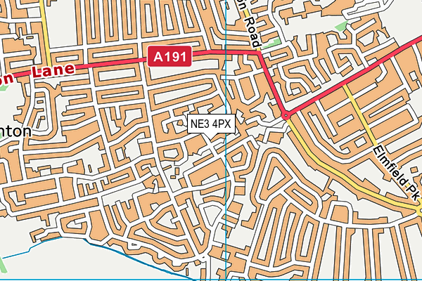 NE3 4PX map - OS VectorMap District (Ordnance Survey)
