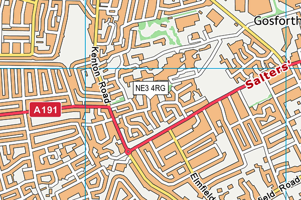 NE3 4RG map - OS VectorMap District (Ordnance Survey)