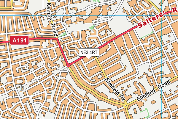 NE3 4RT map - OS VectorMap District (Ordnance Survey)