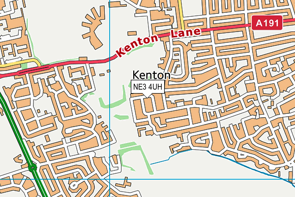 NE3 4UH map - OS VectorMap District (Ordnance Survey)