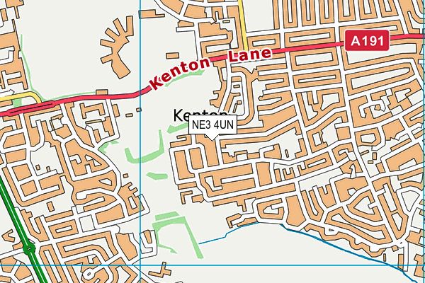NE3 4UN map - OS VectorMap District (Ordnance Survey)