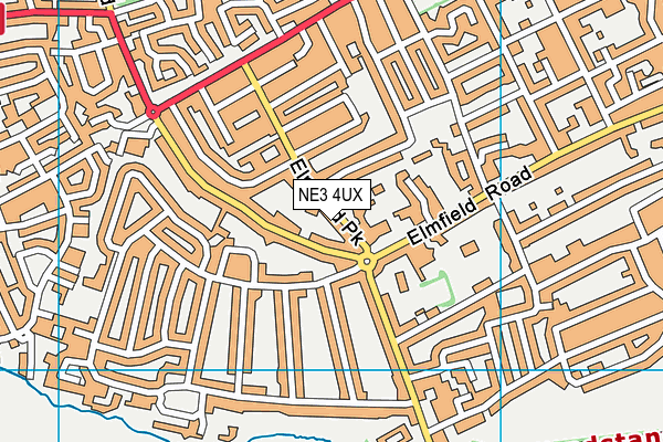 NE3 4UX map - OS VectorMap District (Ordnance Survey)