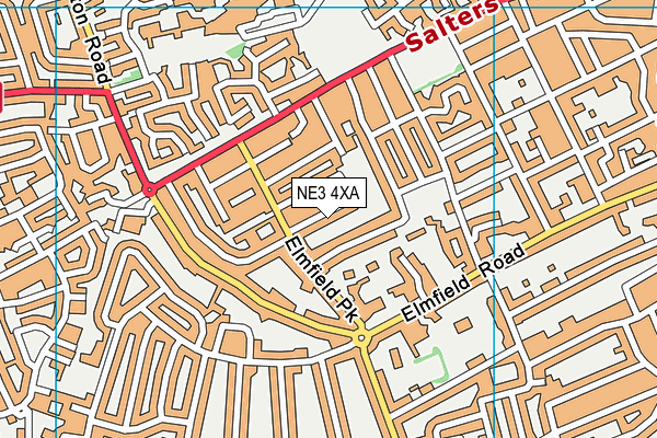 NE3 4XA map - OS VectorMap District (Ordnance Survey)