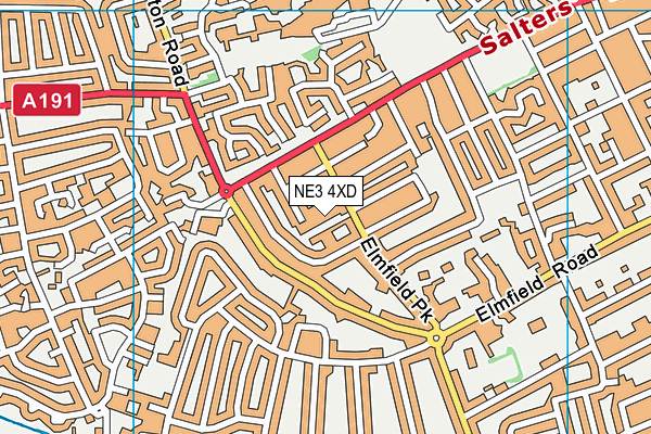 NE3 4XD map - OS VectorMap District (Ordnance Survey)