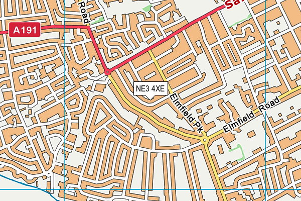 NE3 4XE map - OS VectorMap District (Ordnance Survey)