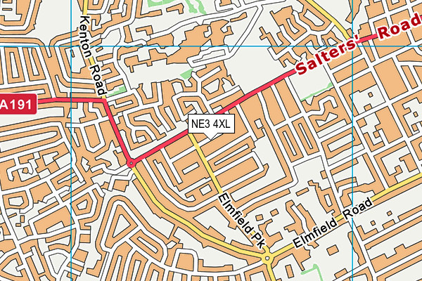 NE3 4XL map - OS VectorMap District (Ordnance Survey)