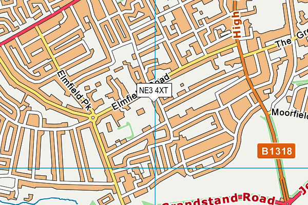 NE3 4XT map - OS VectorMap District (Ordnance Survey)