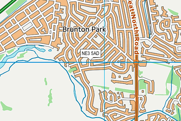 NE3 5AD map - OS VectorMap District (Ordnance Survey)