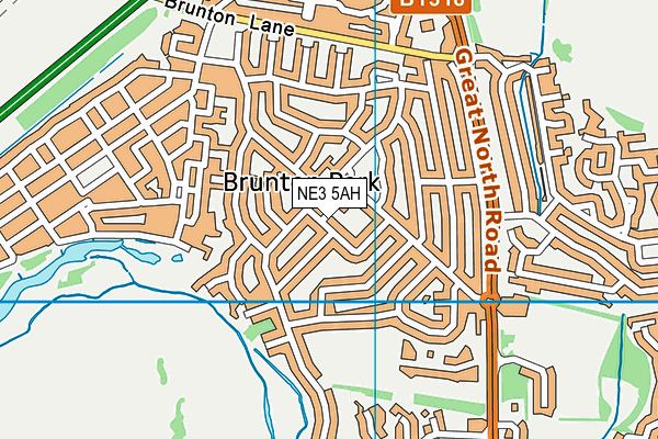 NE3 5AH map - OS VectorMap District (Ordnance Survey)