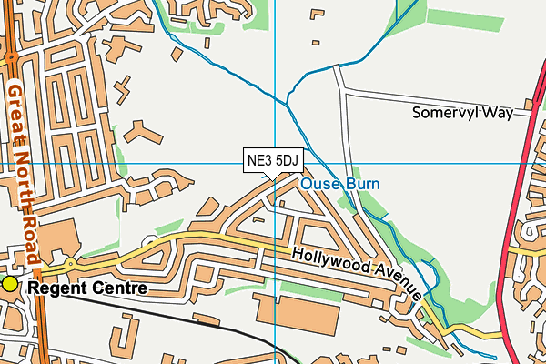 NE3 5DJ map - OS VectorMap District (Ordnance Survey)